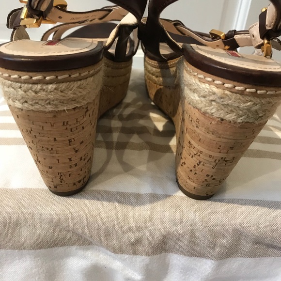 Prada espadrille wedges brown leather sz 37.5 euc - Picture 5 of 7